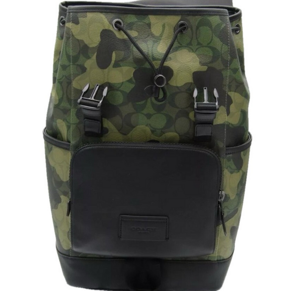 NEW COACH Unisex Track Backpack In Signature Canvas With Camo Print - Picture 1 of 12